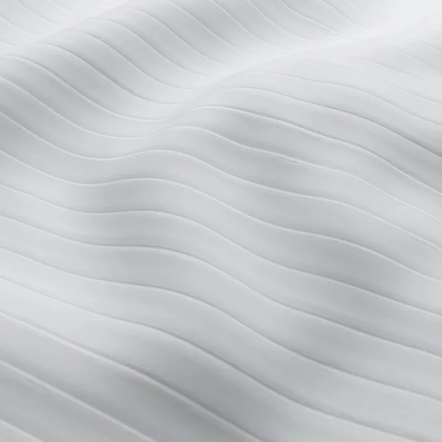 Photo of the fabric Cordial Swan swatch by Zepel FibreGuard. Use for Curtains, Upholstery, Accessory, Top of Bed. Style of Stripe, Velvet