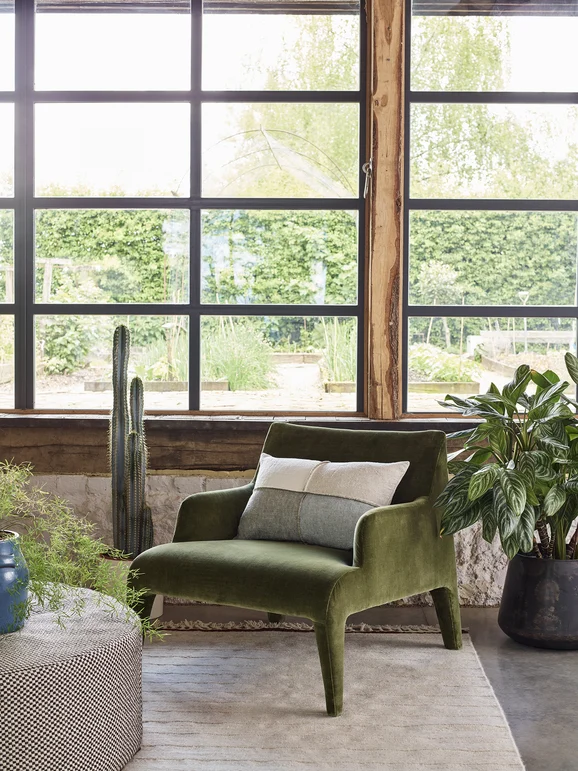 Photo of the fabric Bude Z642 07 in situ by Zinc. Use for Curtains, Upholstery, Accessory. Style of Plain, Velvet