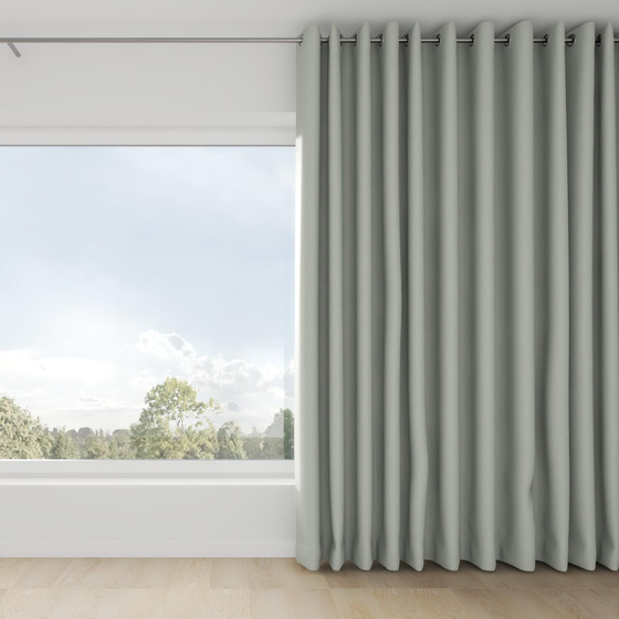 Photo of the fabric Satori Stonewash Willow swatch by Mokum. Use for Curtains, Upholstery Light Duty, Accessory, Top of Bed. Style of Plain, Texture