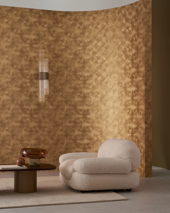 Photo of the fabric Aphelie Wp 7662 0406 in situ by Casamance. Use for Wall Covering. Style of Geometric, Texture