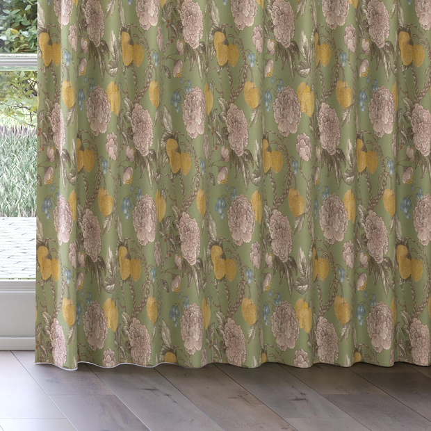 Photo of the fabric Valencia Orchard swatch by James Dunlop. Use for Curtains, Accessory. Style of Floral And Botannical, Print
