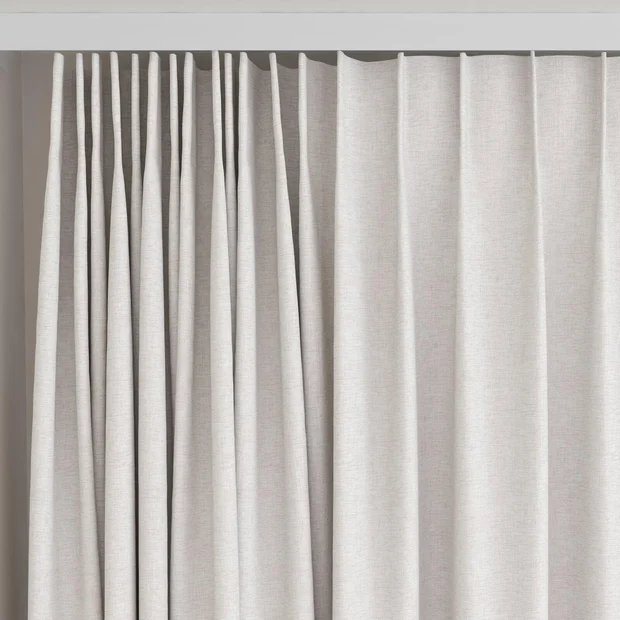 Photo of the fabric Envoy 2 Oyster 320cm swatch by James Dunlop Essentials. Use for Curtains, Accessory, Top of Bed. Style of Plain, Texture