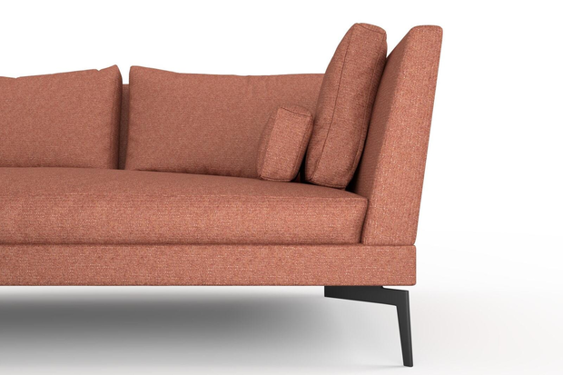 Photo of the fabric Grain Sienna swatch by Mokum. Use for Upholstery, Accessory, Top of Bed. Style of Plain, Texture