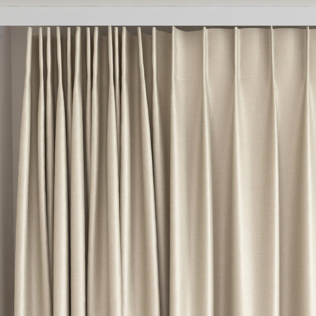 Photo of the fabric Stallion 2 Blackout Sand swatch by James Dunlop Essentials. Use for Curtains. Style of Plain, Texture