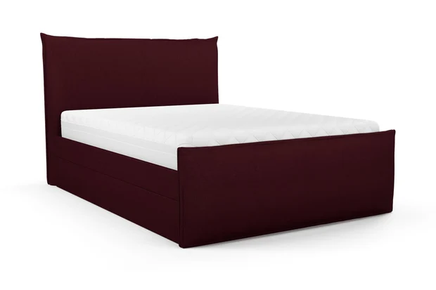 Photo of the fabric Tahiti Bordeaux swatch by Mokum FibreGuard. Use for Curtains, Upholstery, Accessory, Top of Bed. Style of Chenille, Plain
