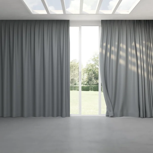 Photo of the fabric Infinite French Blue swatch by Mokum. Use for Curtains, Upholstery, Accessory, Top of Bed. Style of Plain, Texture