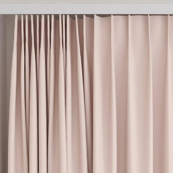 Photo of the fabric Oakley FR Blush swatch by James Dunlop. Use for Curtains. Style of Plain, Texture