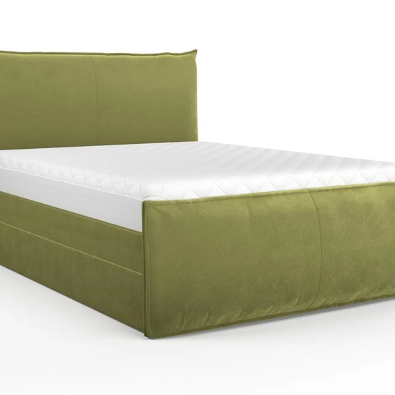 Photo of the fabric Velvelux Olive swatch by Mokum FibreGuard. Use for Curtains, Upholstery, Accessory, Top of Bed. Style of Plain, Velvet