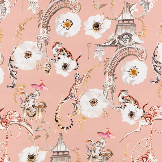 Photo of the fabric Euphoria 8005 02 swatch by Romo. Use for Curtains, Upholstery, Accessory. Style of Floral And Botannical