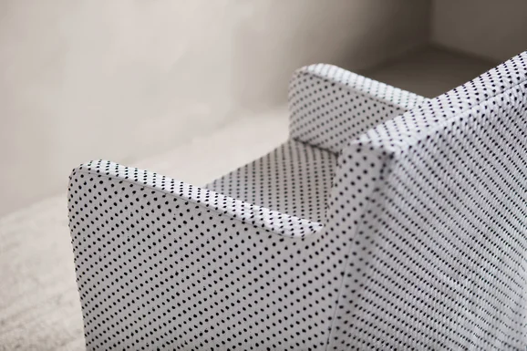 Photo of the fabric Pablo Z689 01 in situ by Zinc. Use for Upholstery, Accessory