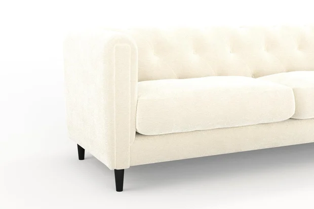 Photo of the fabric Snugly Ivory swatch by James Dunlop FibreGuard. Use for Upholstery, Accessory, Top of Bed. Style of Chenille, Plain
