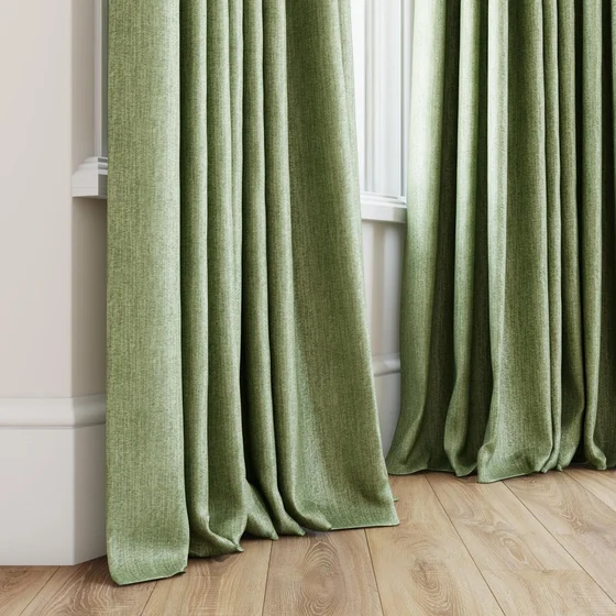 Photo of the fabric Trezor Laurel swatch by James Dunlop FibreGuard. Use for Curtains, Upholstery, Accessory. Style of Chenille, Plain
