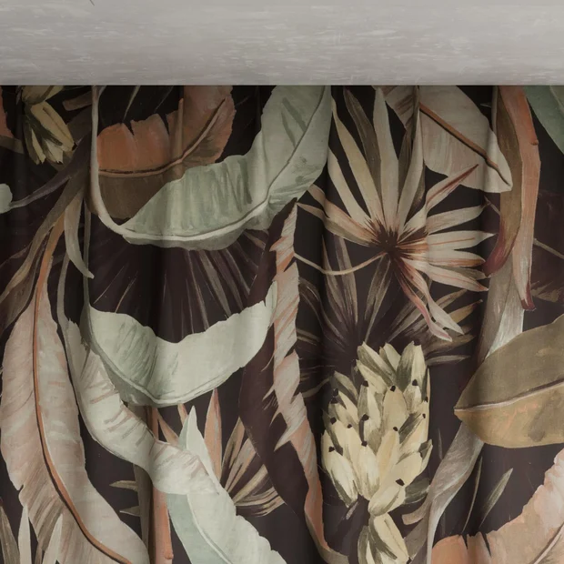 Photo of the fabric La Palma Sepia swatch by Catherine Martin by Mokum. Use for Curtains, Accessory. Style of Floral And Botannical, Print