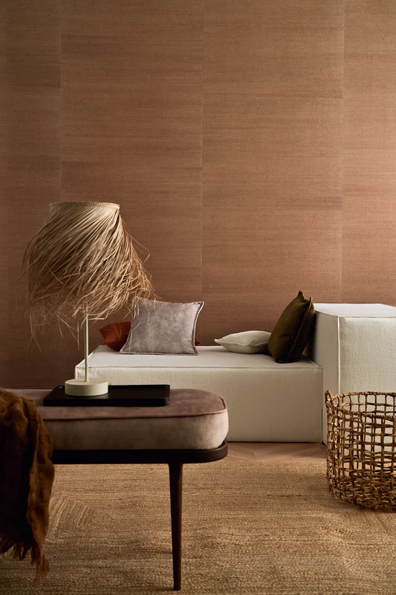 Photo of the fabric Deserti Wp 7085 3048 in situ by Casamance. Use for Wall Covering. Style of Plain, Texture