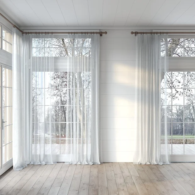 Photo of the fabric Kensho Terrazzo swatch by Mokum. Use for Sheer Curtains. Style of Plain, Sheer
