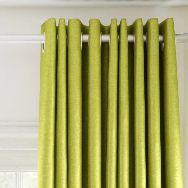 Photo of the fabric Provence Chartreuse swatch by James Dunlop Essentials. Use for Curtains, Upholstery, Accessory, Top of Bed. Style of Plain, Texture