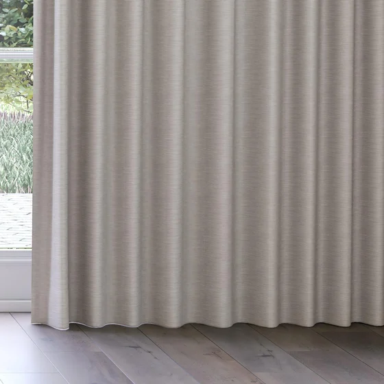 Photo of the fabric Borneo Uncoated Stone swatch by James Dunlop. Use for Curtains, Accessory, Top of Bed. Style of Stripe