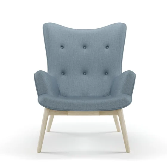 Photo of the fabric Frisco Denim swatch by James Dunlop Essentials. Use for Curtains, Upholstery, Accessory, Top of Bed. Style of Plain, Texture