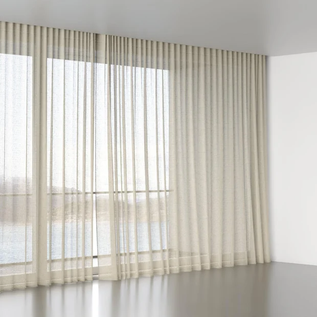 Photo of the fabric O'Keeffe Clay swatch by Mokum. Use for Sheer Curtains. Style of Plain, Sheer