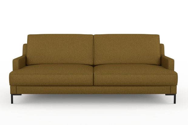 Photo of the fabric Pandanus Ochre swatch by Mokum. Use for Upholstery. Style of Plain, Taffeta
