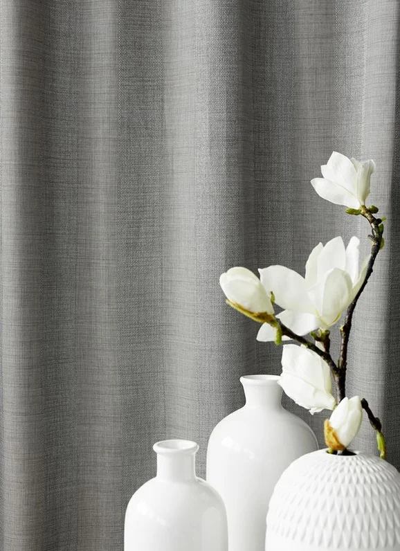 Photo of the fabric Tasman 3 Pass Blackout Denim in situ by James Dunlop Essentials. Use for Curtains, Accessory. Style of Stripe