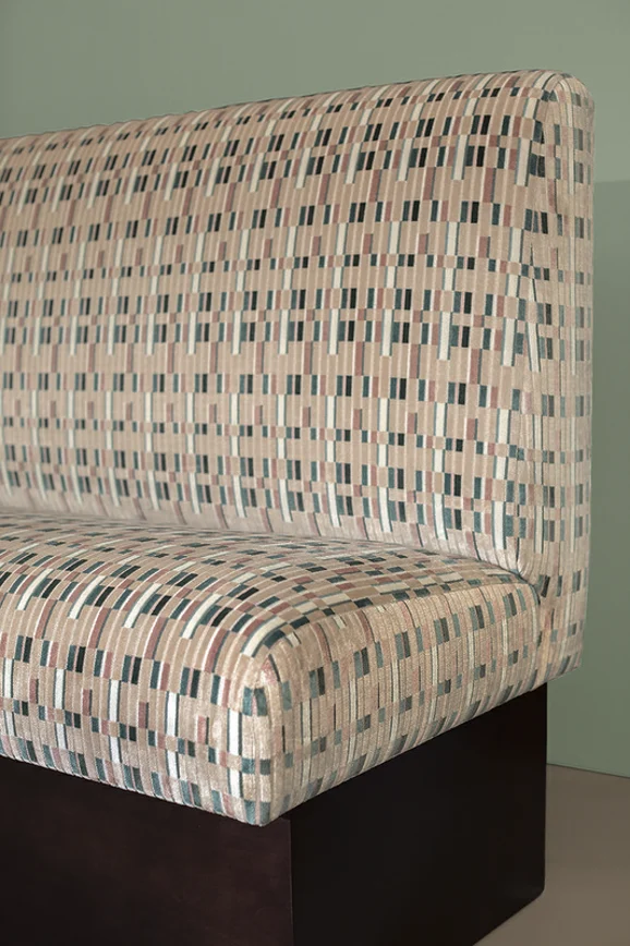 Photo of the fabric Metropolitan FR Kb5217 01 in situ by Kirkby Design. Use for Upholstery, Accessory. Style of Geometric
