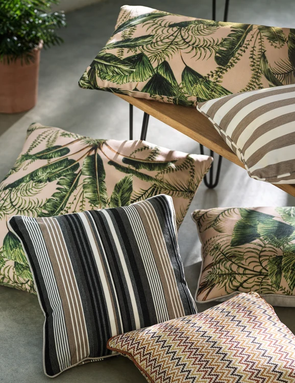 Photo of the fabric Idro Outdoor F1667 1 in situ by Clarke & Clarke. . Style of Stripe, Taffeta