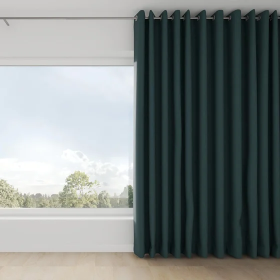 Photo of the fabric Satori Stonewash Petrol swatch by Mokum. Use for Curtains, Upholstery Light Duty, Accessory, Top of Bed. Style of Plain, Texture