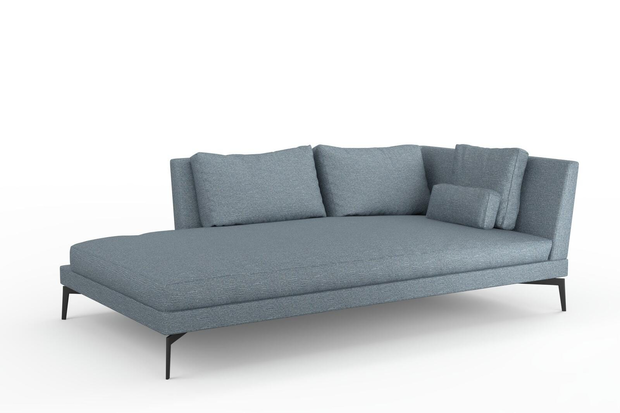 Photo of the fabric Grain Denim swatch by Mokum. Use for Upholstery, Accessory, Top of Bed. Style of Plain, Texture