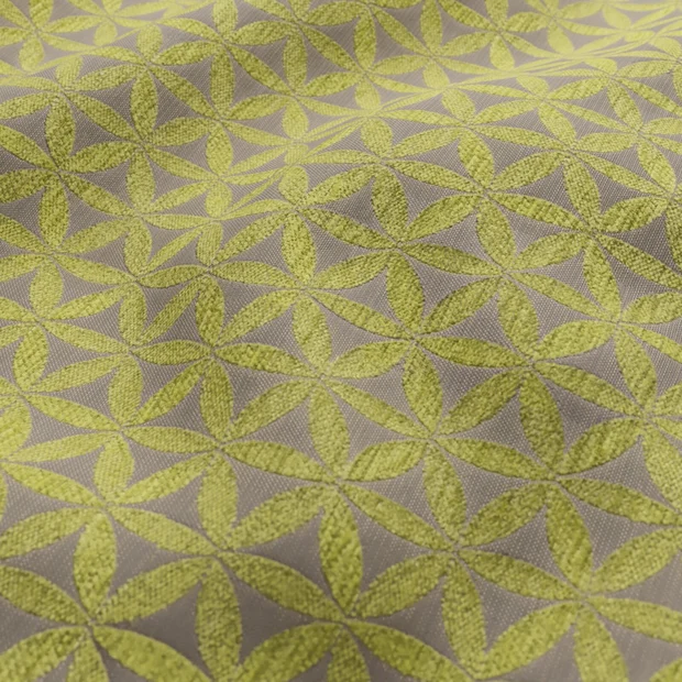 Photo of the fabric Tapa Lime swatch by James Dunlop. Use for Upholstery, Accessory. Style of Geometric