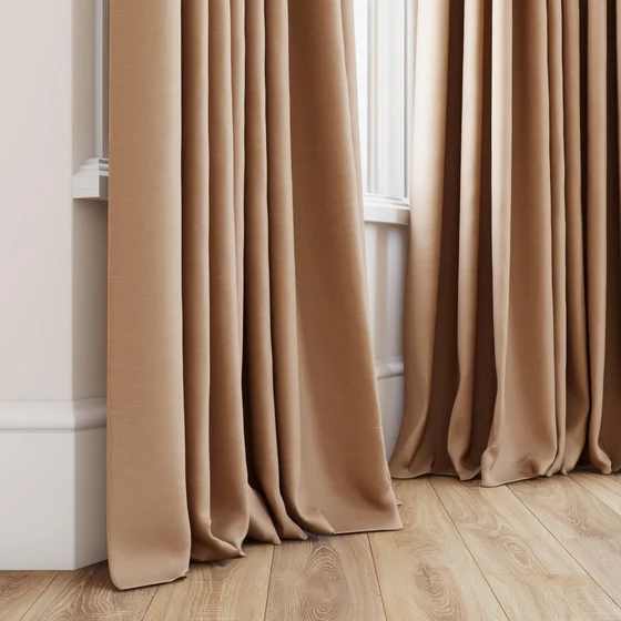 Photo of the fabric Maharaja II Peach swatch by James Dunlop Essentials. Use for Curtains, Upholstery Light Duty, Accessory, Top of Bed. Style of Plain, Texture