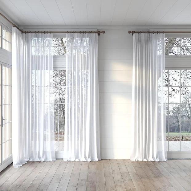Photo of the fabric Sencha Silver Haze swatch by James Dunlop Essentials. Use for Sheer Curtains. Style of Plain, Sheer