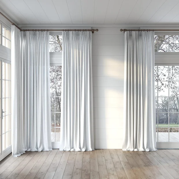 Photo of the fabric Envoy 2 Cloud 320cm swatch by James Dunlop Essentials. Use for Curtains, Accessory, Top of Bed. Style of Plain, Texture