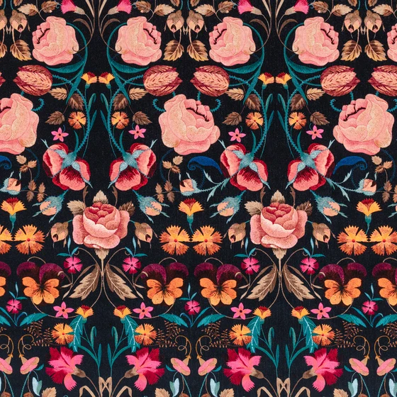 Photo of the fabric Bonita Velvet 8008 01 swatch by Romo. Use for Curtains, Upholstery, Accessory. Style of Floral And Botannical, Velvet