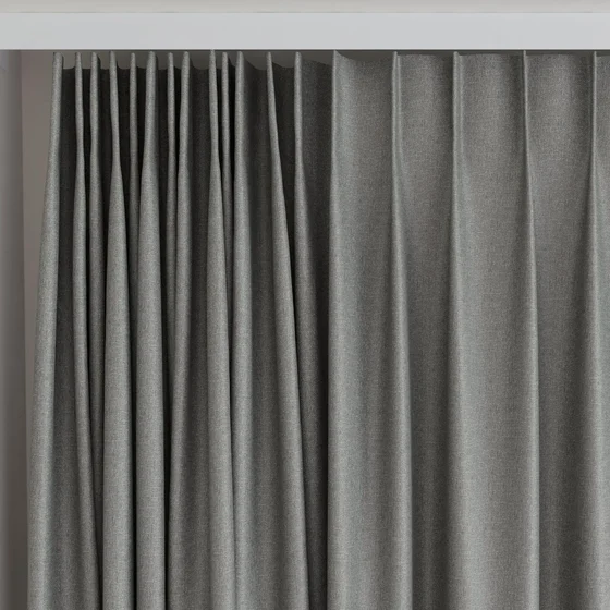Photo of the fabric Banksia Slate swatch by James Dunlop. Use for Curtains, Accessory, Top of Bed. Style of Plain, Texture