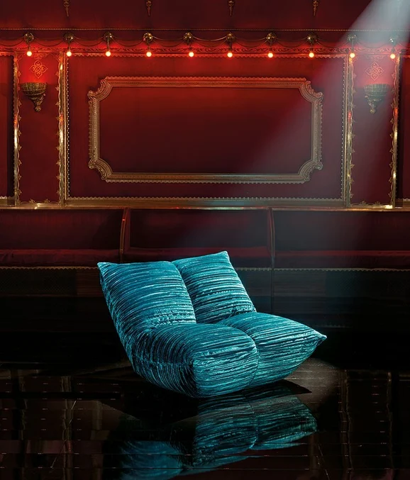 Photo of the fabric Penthouse Z118 08 in situ by Zinc. Use for Upholstery, Accessory. Style of Stripe, Velvet
