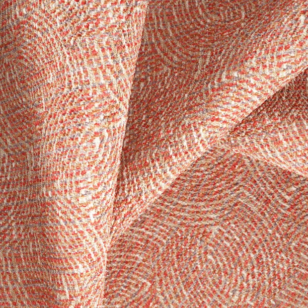 Photo of the fabric Mangobay Berry swatch by Zepel FibreGuard. Use for Upholstery, Accessory, Top of Bed. Style of Abstract, Jacquard