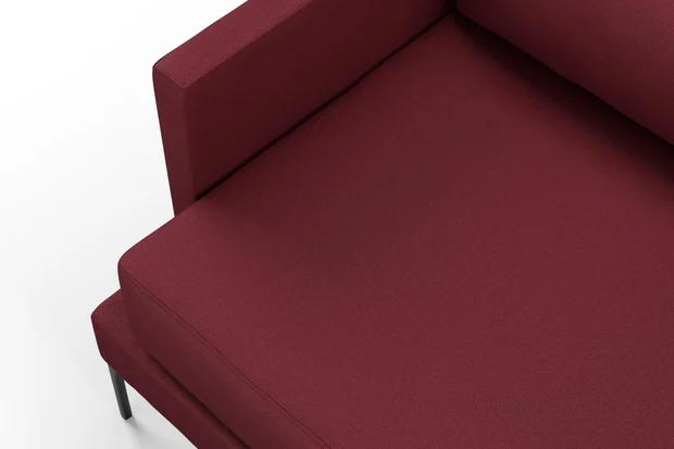 Photo of the fabric Como Bordeaux swatch by Mokum. Use for Upholstery, Accessory. Style of Plain, Texture