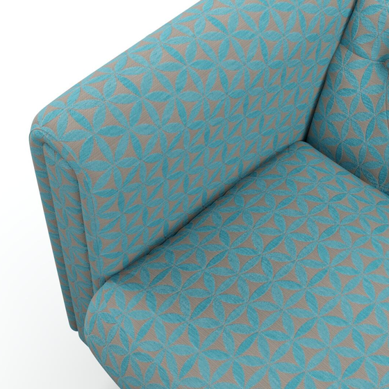 Photo of the fabric Tapa Aqua swatch by James Dunlop. Use for Upholstery, Accessory. Style of Geometric