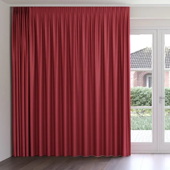 Photo of the fabric Luxe Sangria swatch by James Dunlop Essentials. Use for Curtains, Accessory, Top of Bed. Style of Plain, Texture