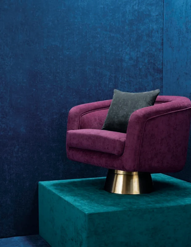 Photo of the fabric Crush III Easyclean K5286 159 in situ by Kirkby Design. Use for Curtains, Upholstery, Accessory. Style of Plain, Velvet