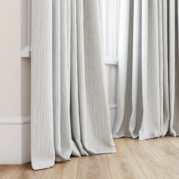 Photo of the fabric Sandrift Silver swatch by James Dunlop Essentials. Use for Curtains, Accessory. Style of Plain, Texture
