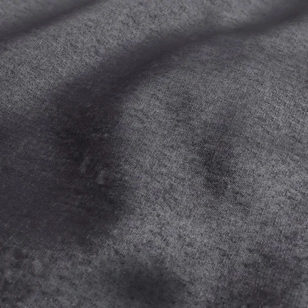 Photo of the fabric Recharge Anthracite swatch by Zepel FibreGuard. Use for Curtains, Upholstery, Accessory, Top of Bed. Style of Chenille, Plain