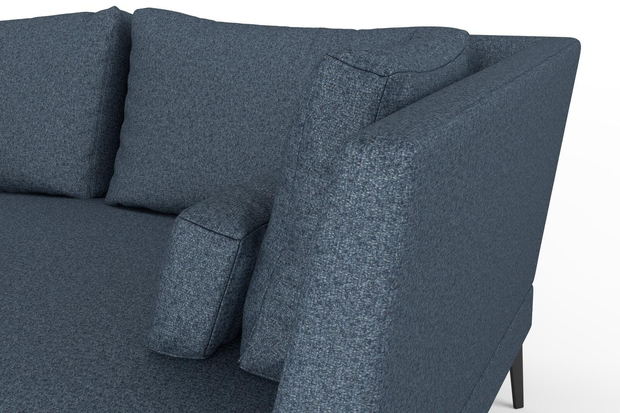 Photo of the fabric Grain Navy swatch by Mokum. Use for Upholstery, Accessory, Top of Bed. Style of Plain, Texture