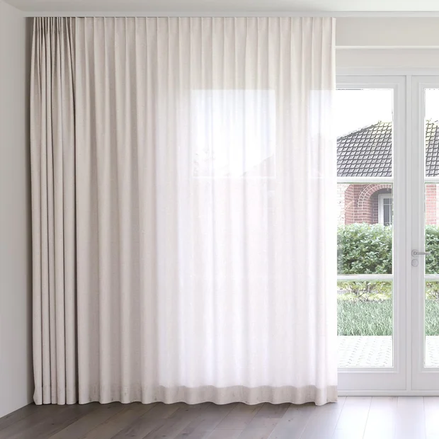 Photo of the fabric Envoy 2 Cameo 320cm swatch by James Dunlop Essentials. Use for Curtains, Accessory, Top of Bed. Style of Plain, Texture