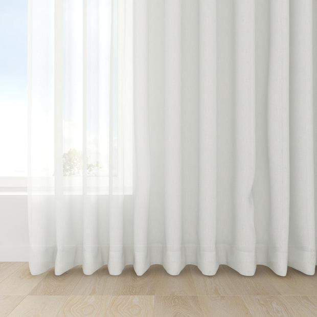 Photo of the fabric Gesso Lino Whitewash swatch by Mokum. Use for Curtains. Style of Plain, Texture