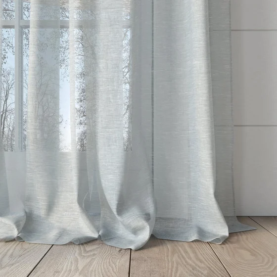 Photo of the fabric Enso Silver swatch by Mokum. Use for Sheer Curtains. Style of Plain, Sheer