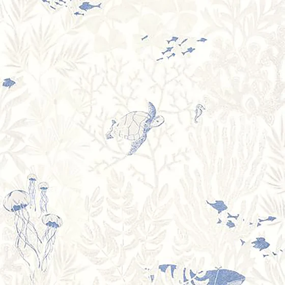 Photo of the fabric Atlantide Wallpaper 8723 8723 16 54 swatch by Casadeco. Use for Wall Covering. Style of Animals And Birds