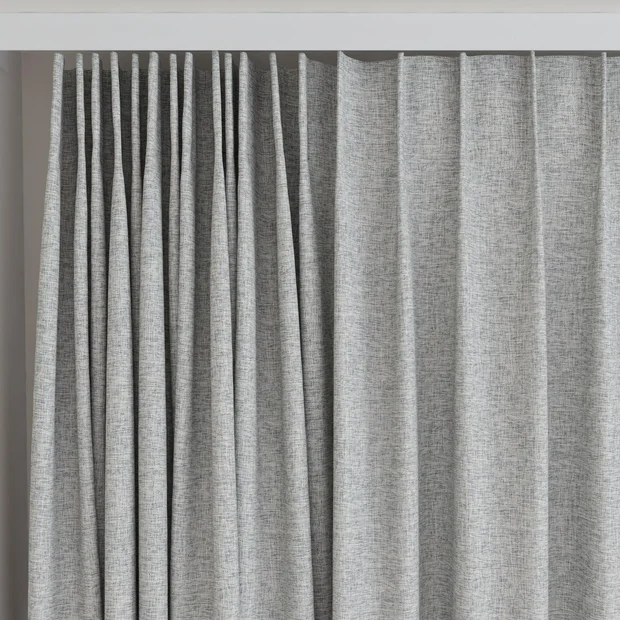 Photo of the fabric Envoy 2 Flint 320cm swatch by James Dunlop Essentials. Use for Curtains, Accessory, Top of Bed. Style of Plain, Texture