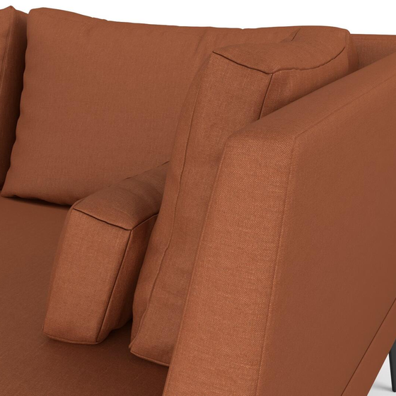 Photo of the fabric Eternal Burnt Orange swatch by Mokum. Use for Curtains, Upholstery, Accessory. Style of Plain, Texture